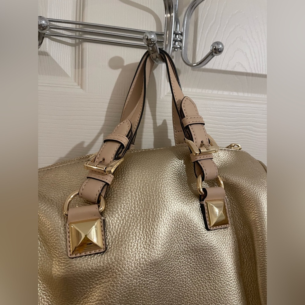 MK Chic Gold Shoulder Bag with Stud Accents